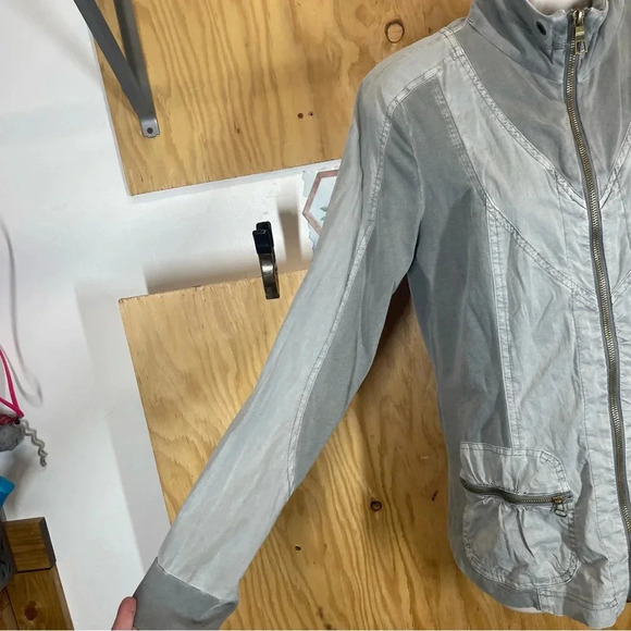 XCVI Women Jacket Size M Fjord Utility gray Cotton Blend Full Zip casual - Picture 5 of 9